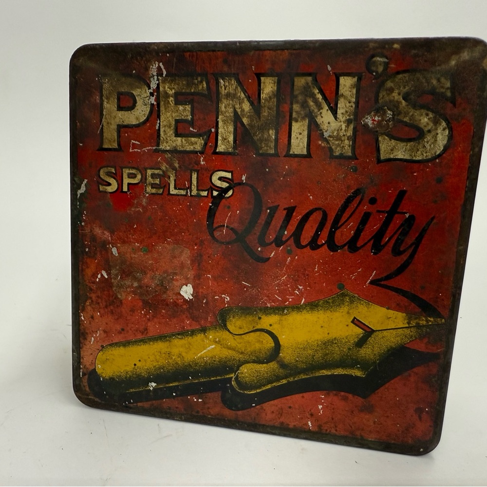 Vintage PENN'S Natural Leaf Plug Tobacco Metal Tin Litho